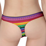 Sugar Skull Mexican Serape Pattern Print Women's Thong