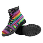 Sugar Skull Mexican Serape Pattern Print Work Boots