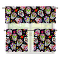 Sugar Skull Pattern Print 3 Piece Kitchen Curtains