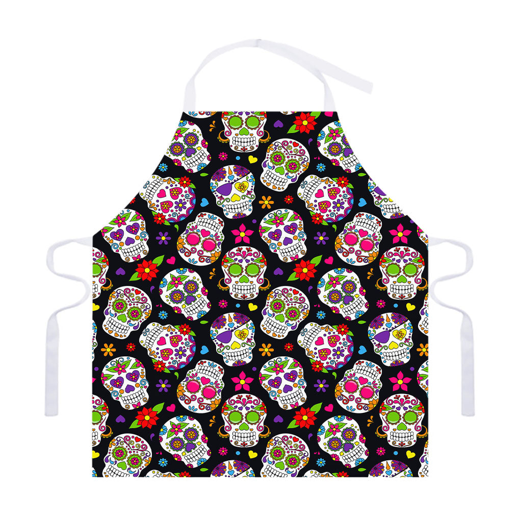 Sugar Skull Pattern Print Adjustable Apron
