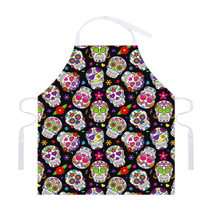 Sugar Skull Pattern Print Adjustable Apron