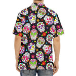 Sugar Skull Pattern Print Aloha Shirt