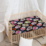 Sugar Skull Pattern Print Baby Crib Sheet