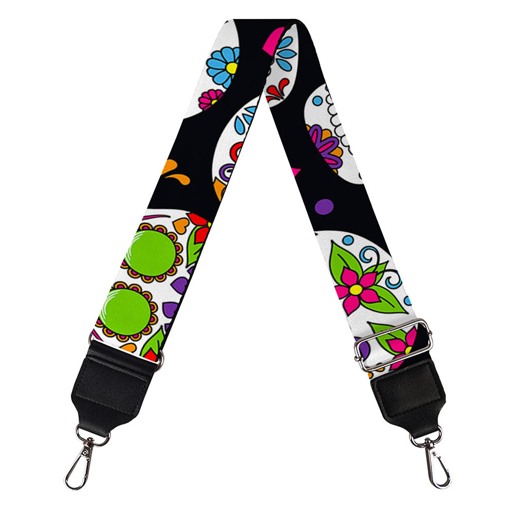 Sugar Skull Pattern Print Bag Strap