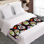 Sugar Skull Pattern Print Bed Runner