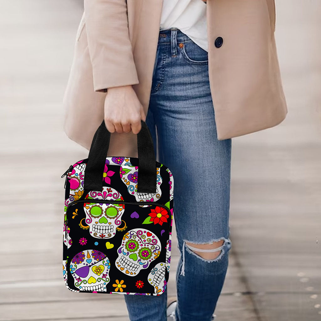 Sugar Skull Pattern Print Bible Tote Bag