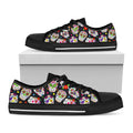 Sugar Skull Pattern Print Black Low Top Sneakers