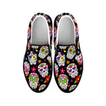 Sugar Skull Pattern Print Black Slip On Sneakers
