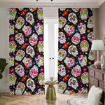 Sugar Skull Pattern Print Blackout Pencil Pleat Curtains