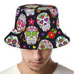 Sugar Skull Pattern Print Bucket Hat