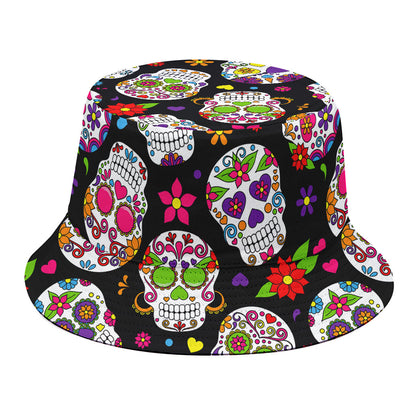 Sugar Skull Pattern Print Bucket Hat