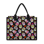 Sugar Skull Pattern Print Canvas Tote Bag