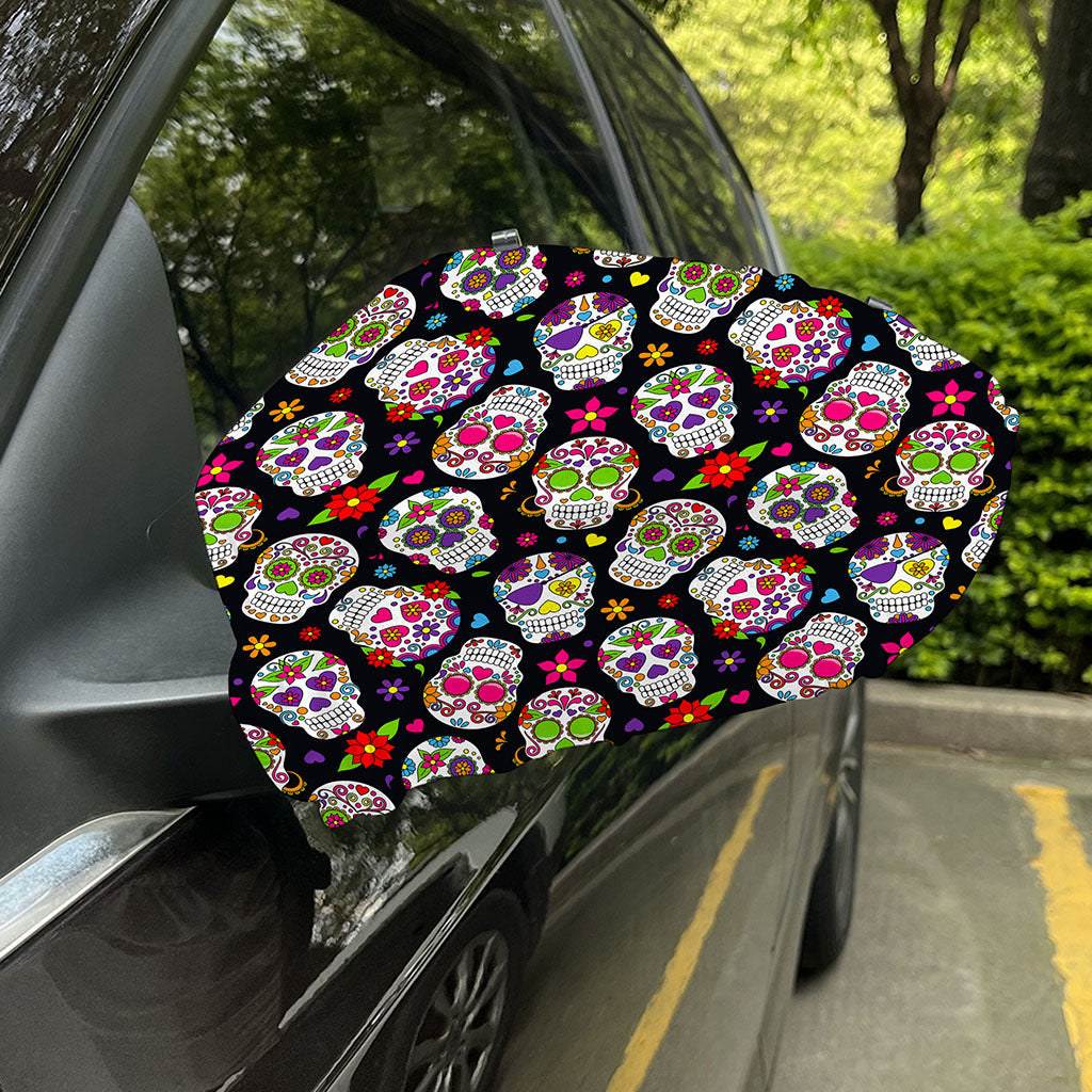 Sugar Skull Pattern Print Car Side Mirror Covers