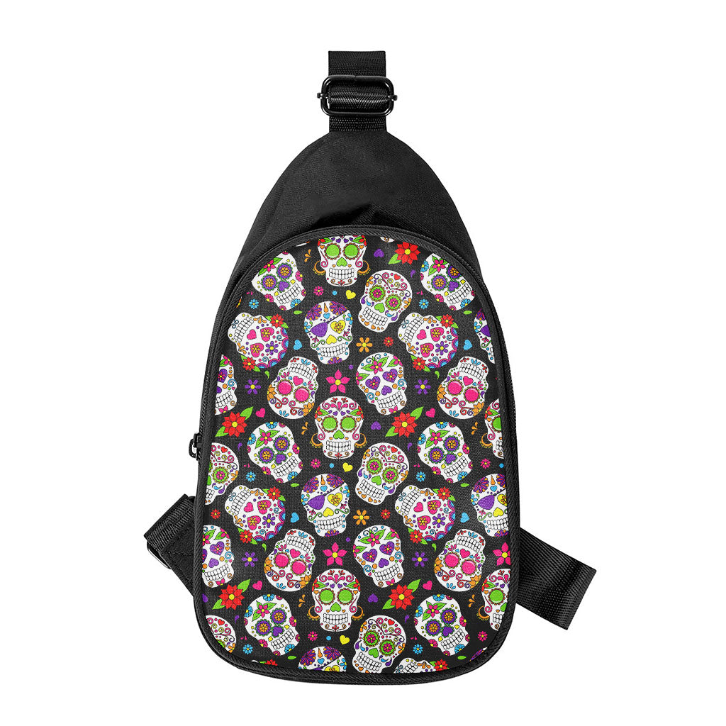 Sugar Skull Pattern Print Chest Bag