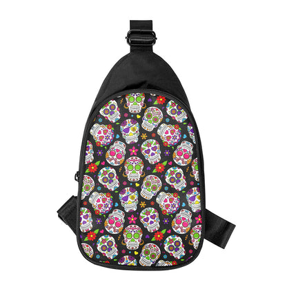 Sugar Skull Pattern Print Chest Bag