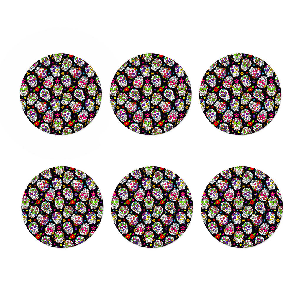 Sugar Skull Pattern Print Coaster Set