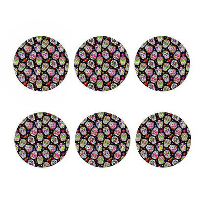 Sugar Skull Pattern Print Coaster Set