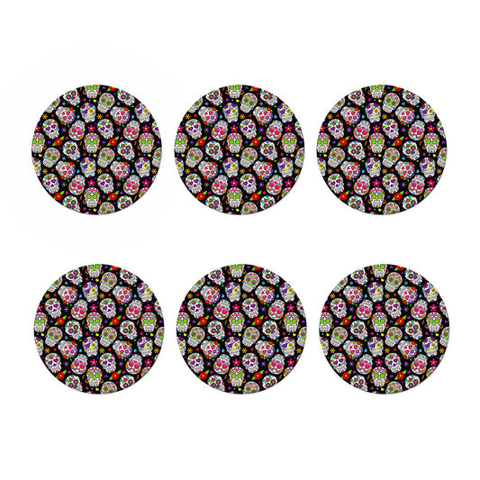 Sugar Skull Pattern Print Coaster Set