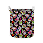 Sugar Skull Pattern Print Collapsible Laundry Basket