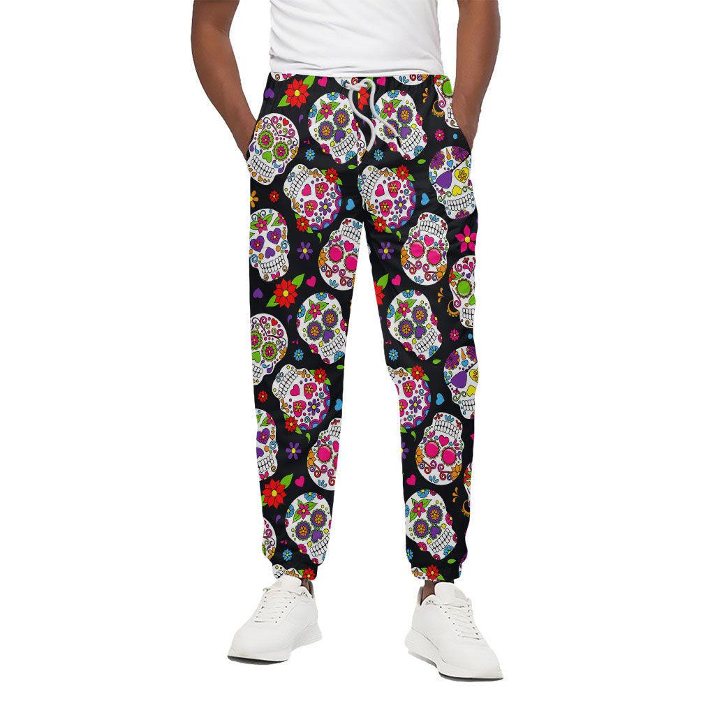 Sugar Skull Pattern Print Cotton Pants