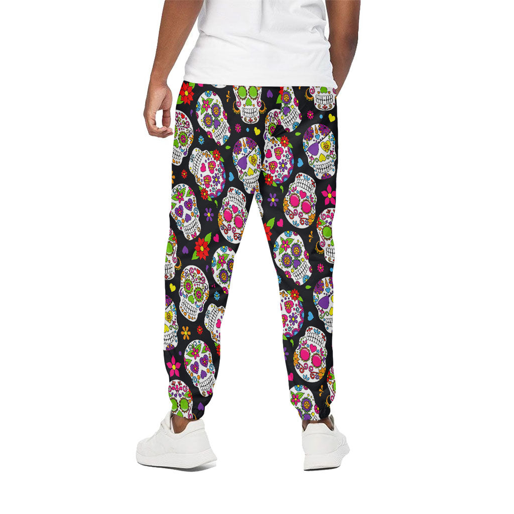 Sugar Skull Pattern Print Cotton Pants