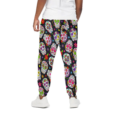 Sugar Skull Pattern Print Cotton Pants