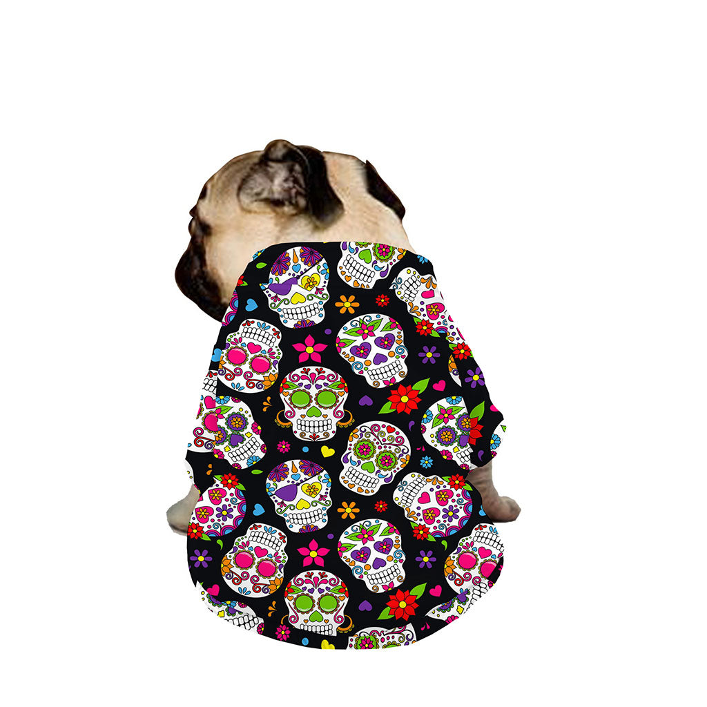 Sugar Skull Pattern Print Dog Zip Up Jacket