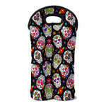 Sugar Skull Pattern Print Double Neoprene Wine Tote