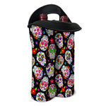 Sugar Skull Pattern Print Double Neoprene Wine Tote