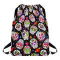 Sugar Skull Pattern Print Drawstring Backpack
