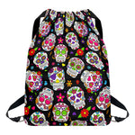 Sugar Skull Pattern Print Drawstring Backpack