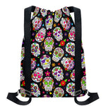 Sugar Skull Pattern Print Drawstring Backpack