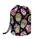 Sugar Skull Pattern Print Drawstring Makeup Bag