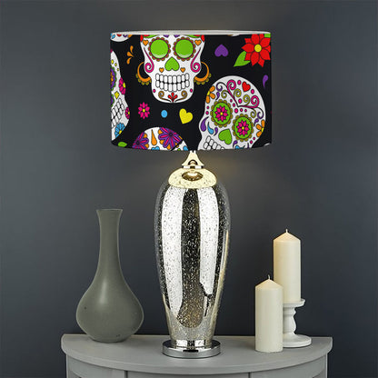 Sugar Skull Pattern Print Drum Lamp Shade