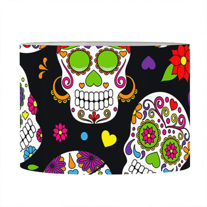 Sugar Skull Pattern Print Drum Lamp Shade
