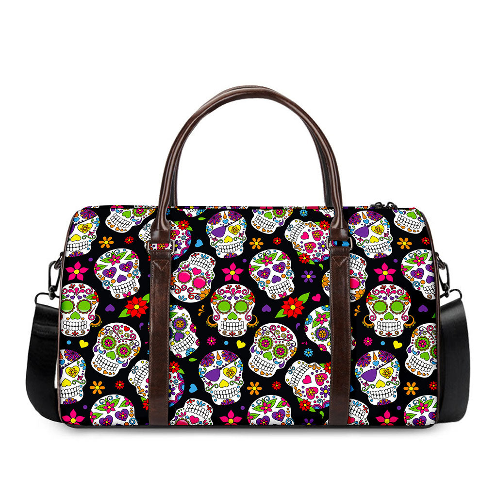 Sugar Skull Pattern Print Duffle Bag