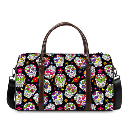 Sugar Skull Pattern Print Duffle Bag