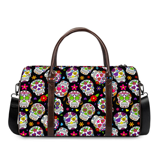 Sugar Skull Pattern Print Duffle Bag