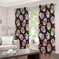 Sugar Skull Pattern Print Extra Wide Grommet Curtains