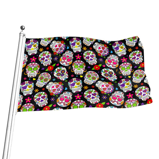 Sugar Skull Pattern Print Flag