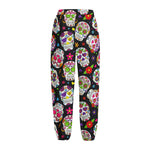 Sugar Skull Pattern Print Fleece Lined Knit Pants