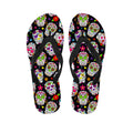 Sugar Skull Pattern Print Flip Flops