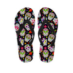 Sugar Skull Pattern Print Flip Flops