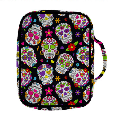 Sugar Skull Pattern Print Front Pocket Bible Bag