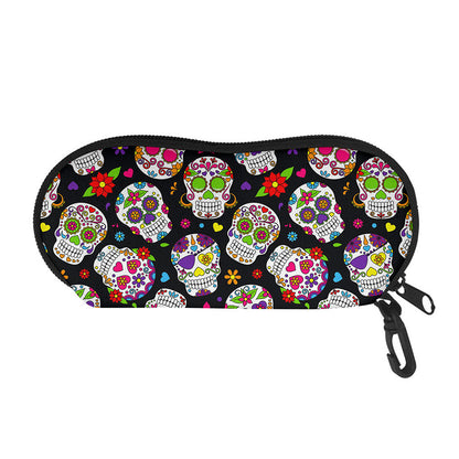 Sugar Skull Pattern Print Glasses Case