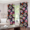Sugar Skull Pattern Print Grommet Curtains