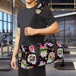 Sugar Skull Pattern Print Gym Bag