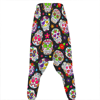 Sugar Skull Pattern Print Hammer Pants