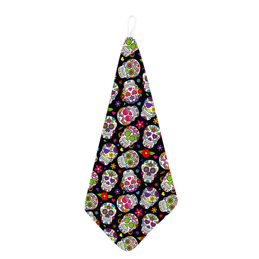 Sugar Skull Pattern Print Hand Towel
