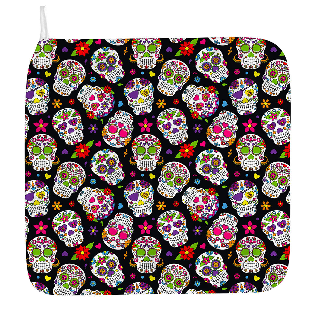 Sugar Skull Pattern Print Hand Towel